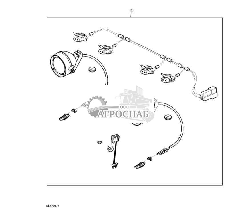 Оборудование, фары рабочего освещения, H3, задняя часть кабины 